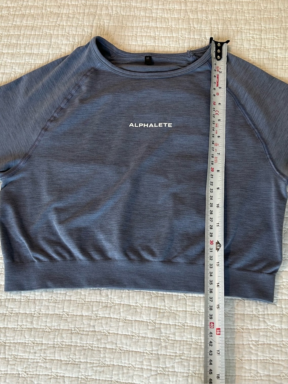 Alphalete Amplify Crop Top Stone Blue Women’s SzMedium Long Sleeve - Picture 2 of 6